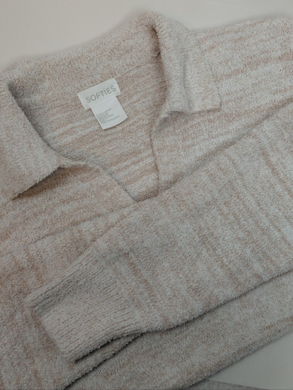 Softies Marshmallow Johnny Collar Top Size Large Soft Plushy